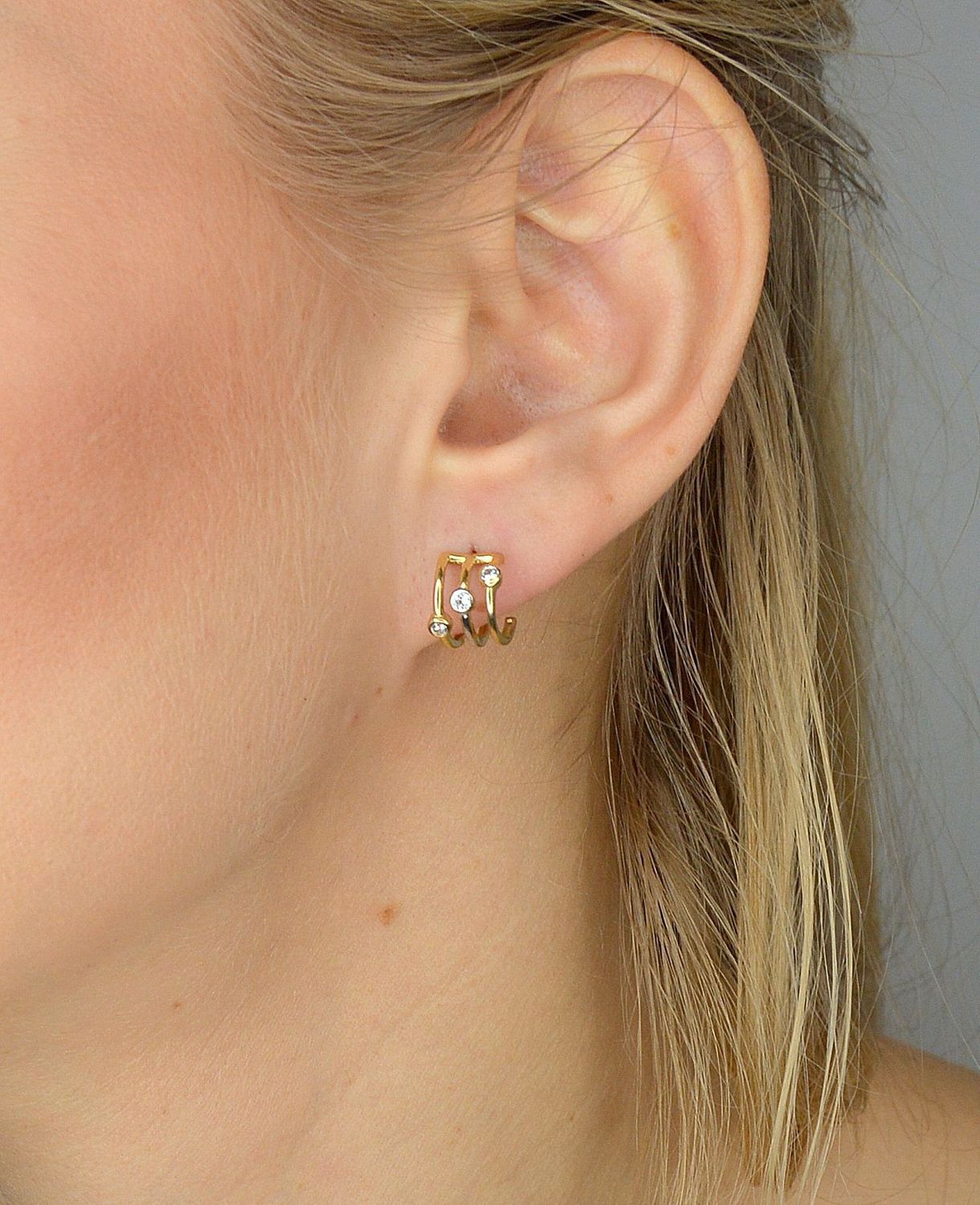 Złote kolczyki 333 'potrójne cyrkonie' KL 6519.jpg